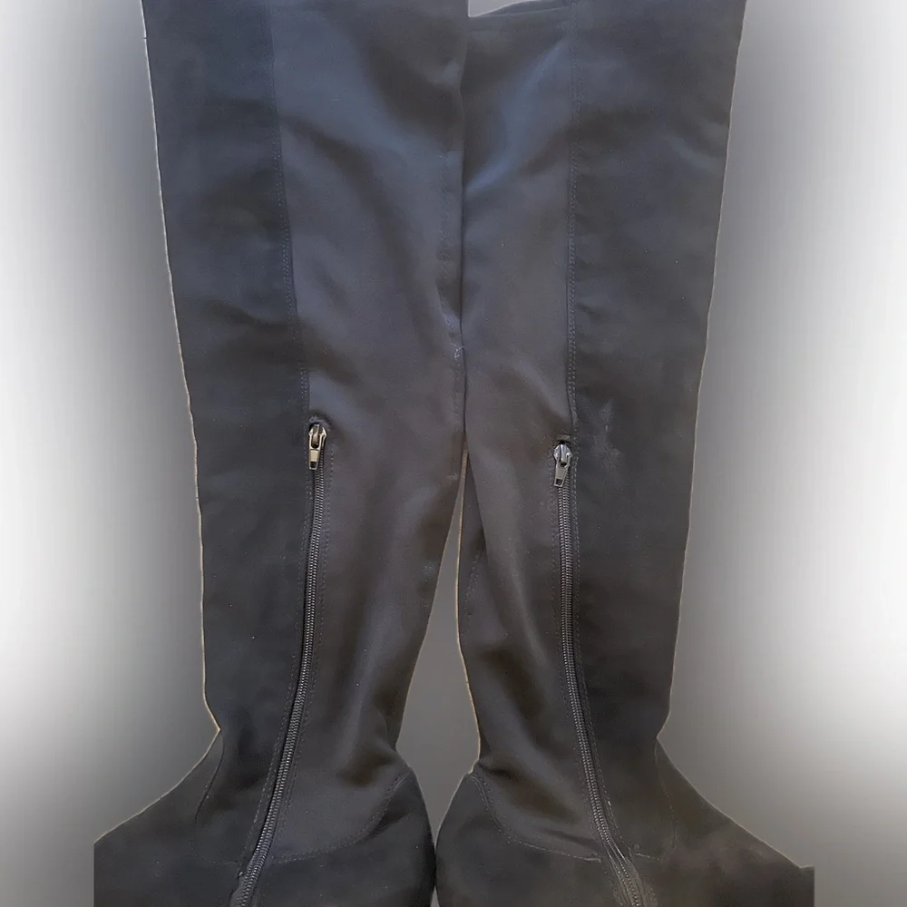 💫 BAMBOO Monterey-05 Over-The-Knee Boots - Women's Size 8 | Black Faux Suede 💫